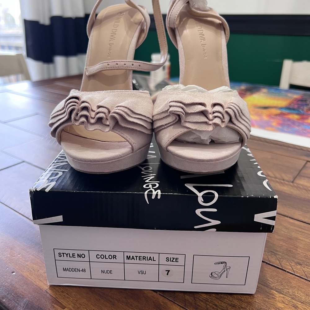 Nude Ruffle Sandals